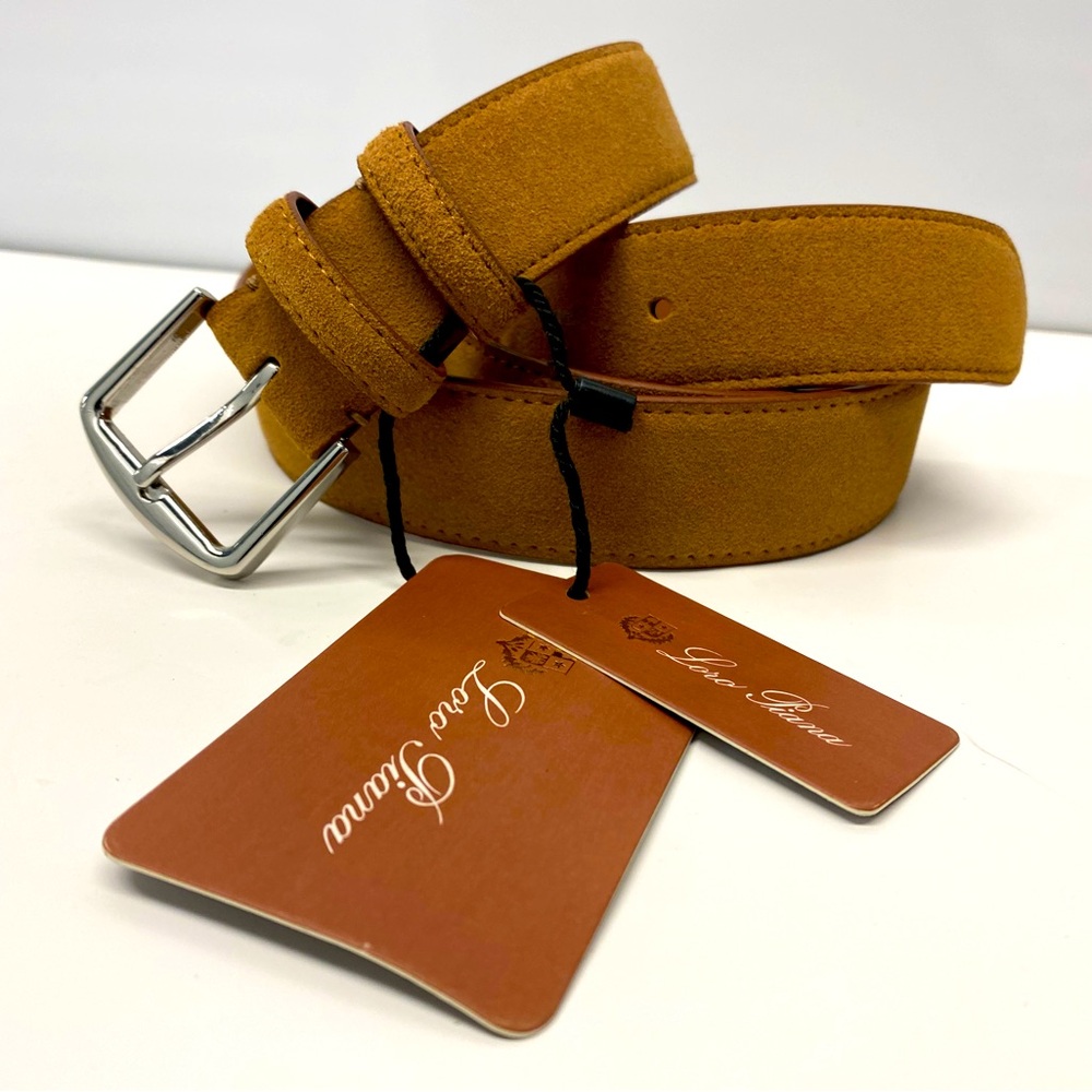LORO PIANA Tan suede Leather belt sz 46/115